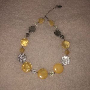 Silver & yellow stone necklace